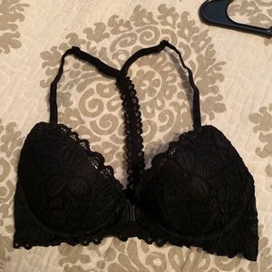 PINK Victoria’s Secret black lace push up bra